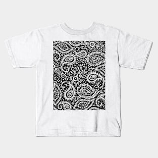 Pretty Bohemian Art Paisley - Black and White Kids T-Shirt